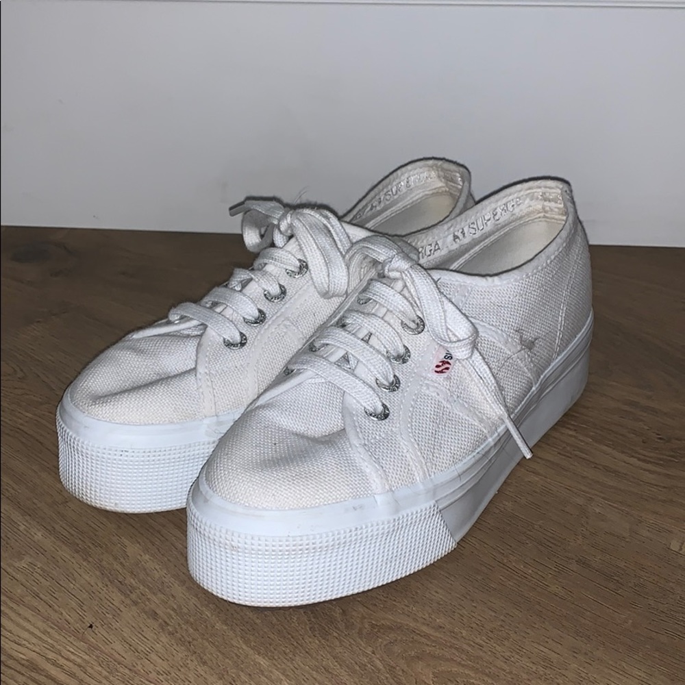 White Superga Platform Sneakers